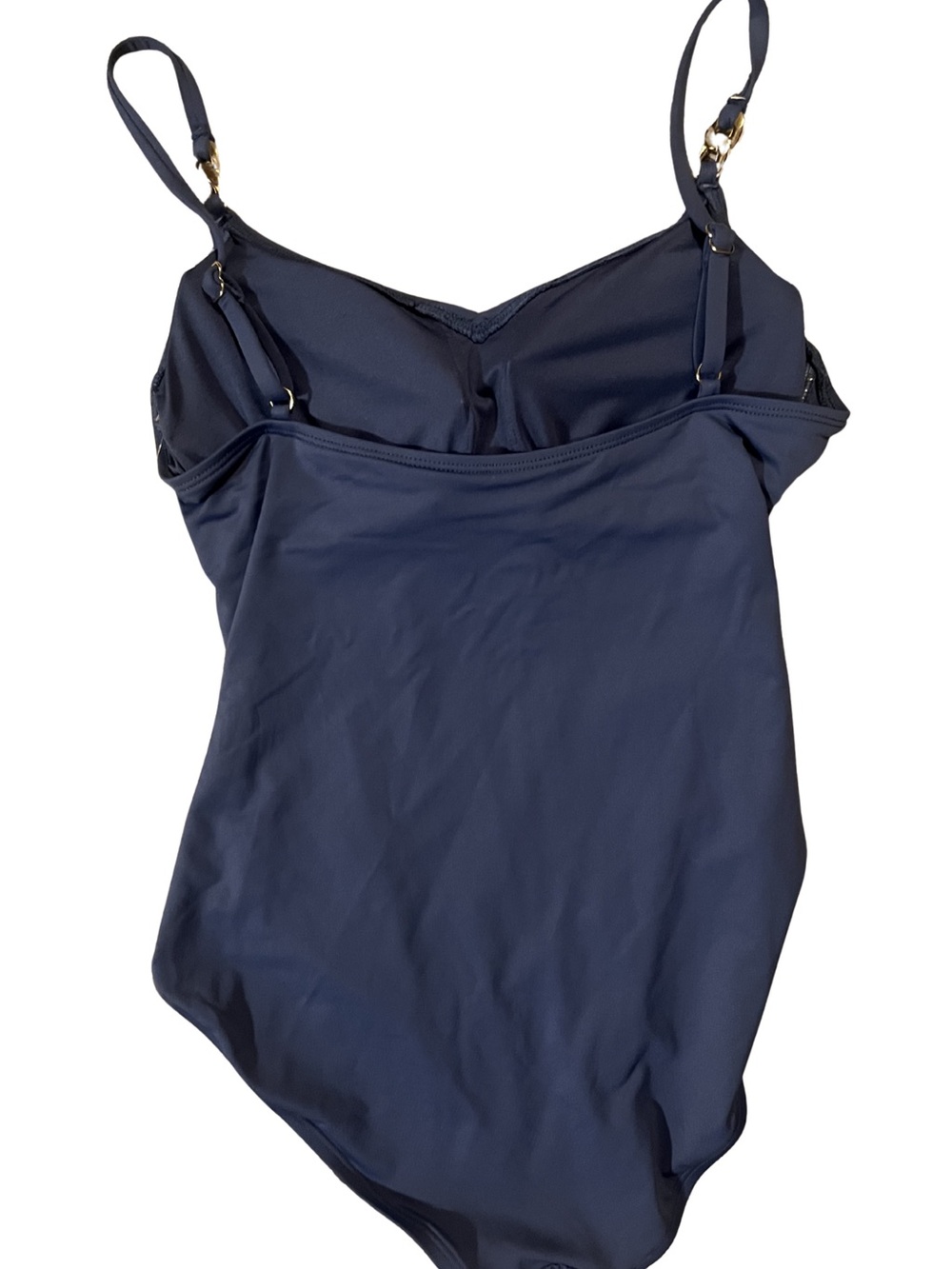 NWT Michael Kors One-Piece Ruched Gold Hardware Swimsuit | Chambry | Size 10 - Picture 3 of 9